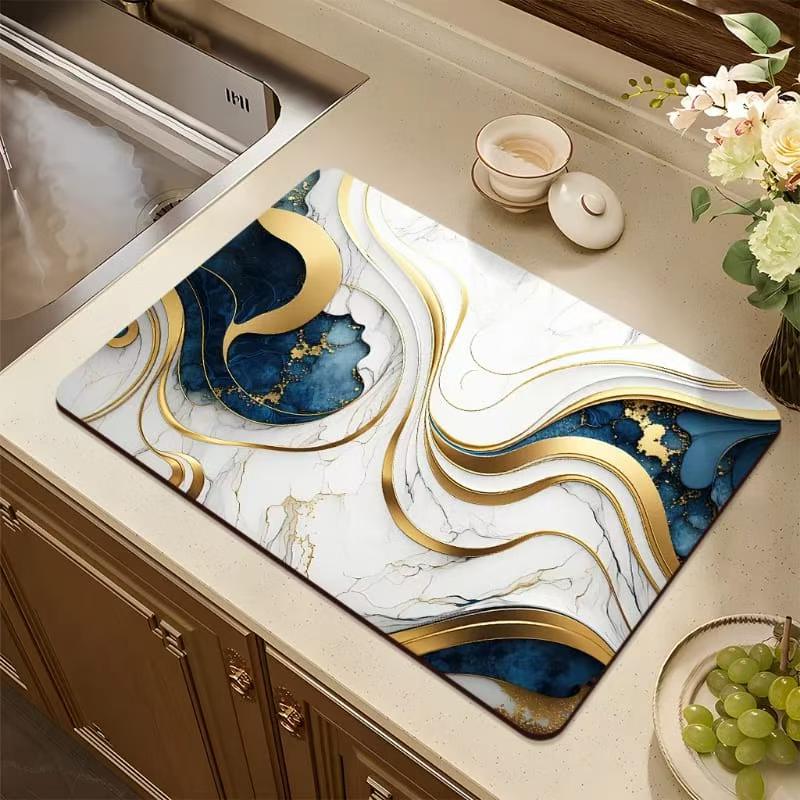 Marble Pattern Quick Dry Kitchen Drain Mat