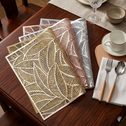 Nordic metallic rectangle leaf table mats in gold silver and rose gold for elegant dining table décor