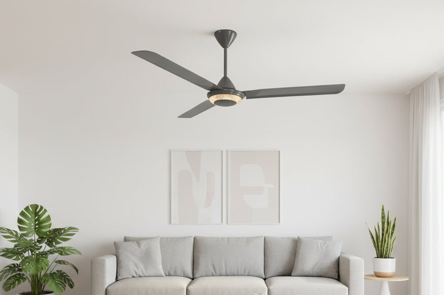 56-inch brown ceiling fan with high airflow, quiet motor, and durable design for indoor cooling. 