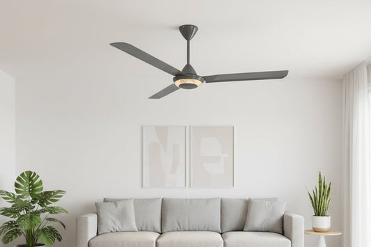 56-inch brown ceiling fan with high airflow, quiet motor, and durable design for indoor cooling. 