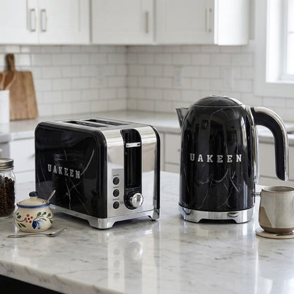 2 Slice Toaster and 2L Electric Kettle Set Stainless Steel