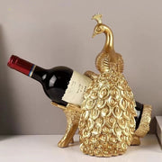 Gold peacock luxury resin wine rack decorative ornament for home and gifting