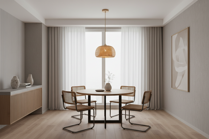 Bamboo Dome Pendant Lamp – Compact Natural Wood Style, E27 Holder-PL WD25-06-01