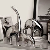 3pcs Silver Ceramic Elephant Home Decor
