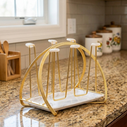 Glass water cup rack with automatic spin drainboard and mug holder for kitchen drying and storage organization