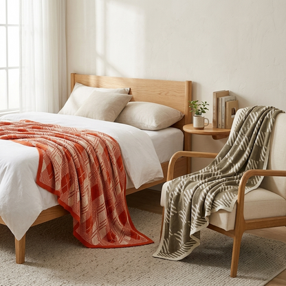 Bohemian Knitted Throw Blanket With Tassels