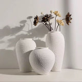3Pc White Ceramic Decor Vases