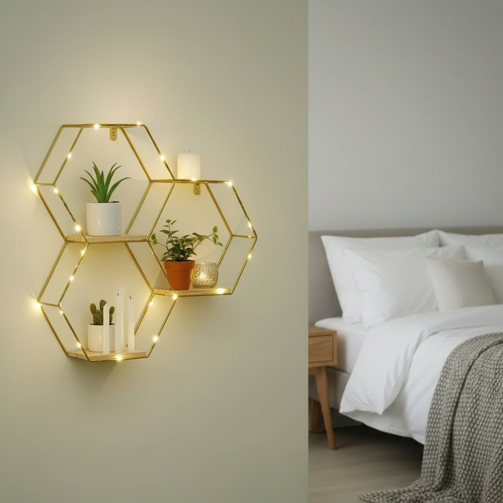 Wall Mount Floating Shelf with LED Light