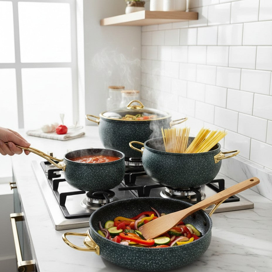 9-Piece Granite Coating Kitchen Cookware Set