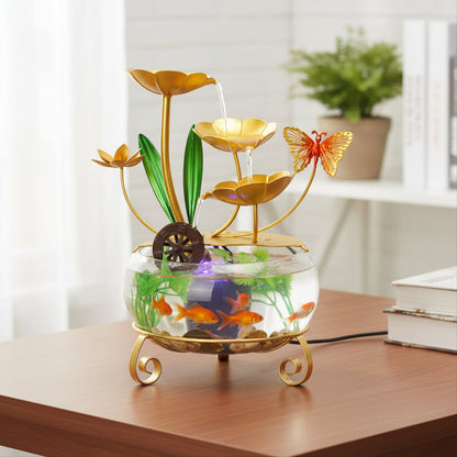 LED Tabletop Water Fountain with Fish Tank