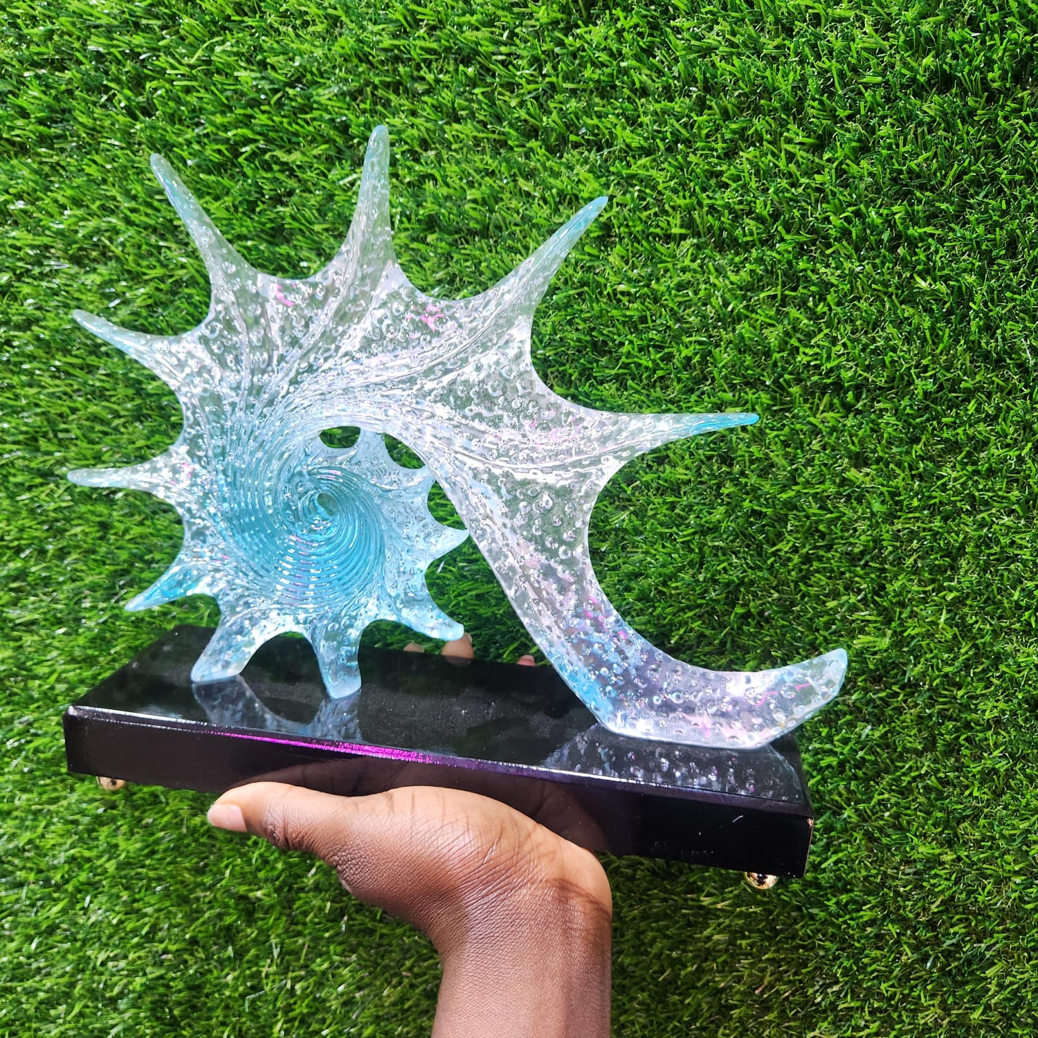 Blue Resin Conch Seashell Decorative Sculpture