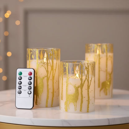 3 Piece LED Remote Control Candle Set
