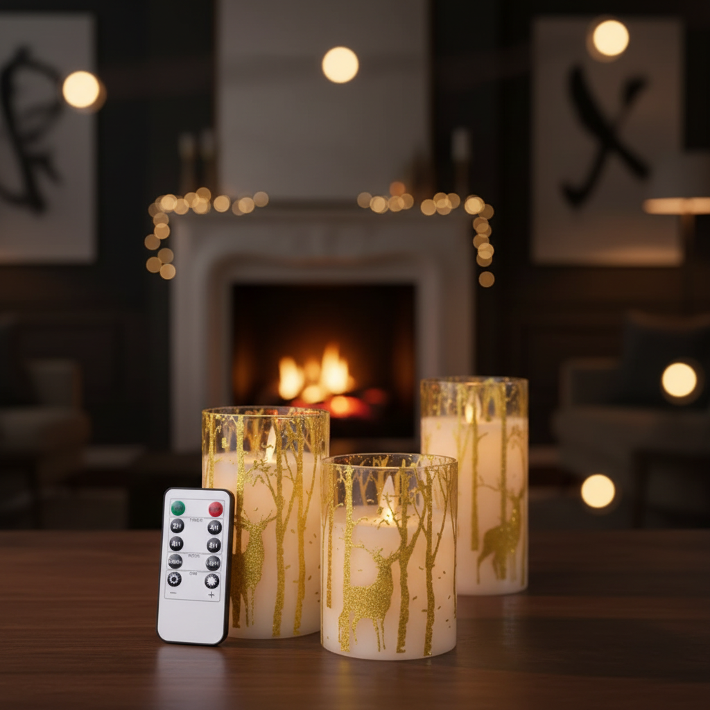 3 Piece LED Remote Control Candle Set