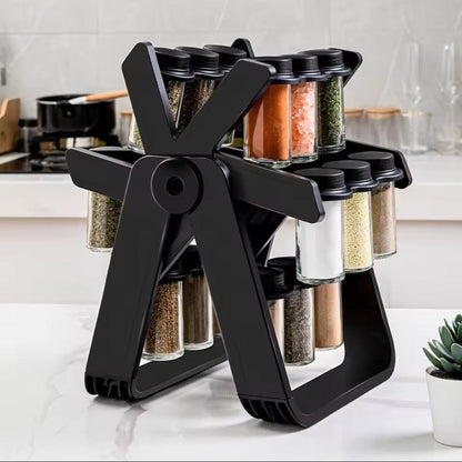 Rotary seasoning rack with 18 spice jars
