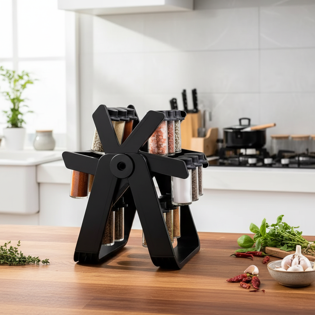 Rotary Seasoning Rack With 18 Jars