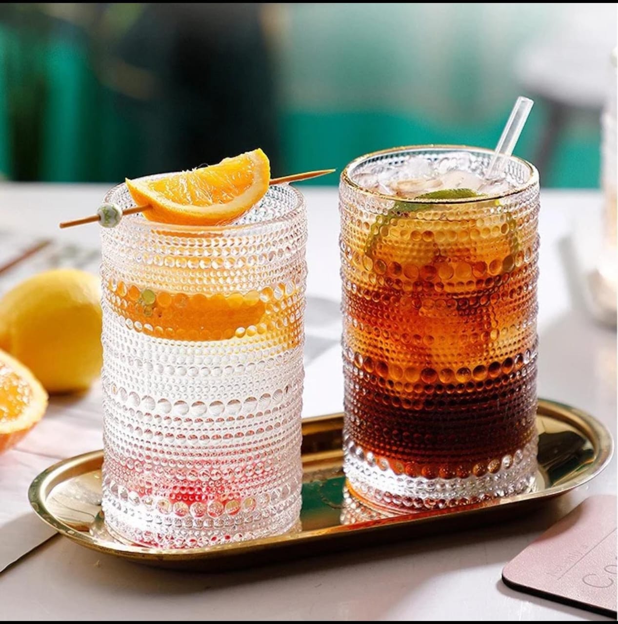 6Pc Clear Embossed Glasses – 400ml
