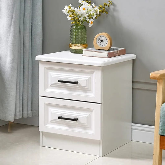 Wooden bedside drawer with 2 drawers, compact nightstand storage cabinet 50x40x48cm