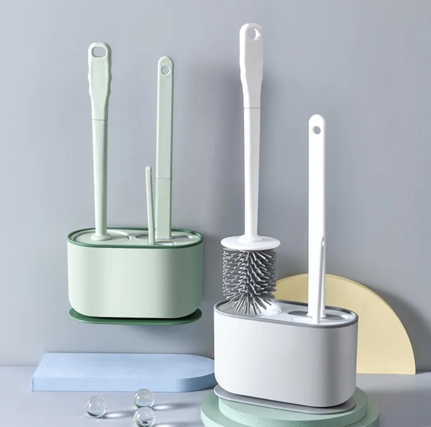 Wall mounted 3 in 1 cream white toilet cleaning brush