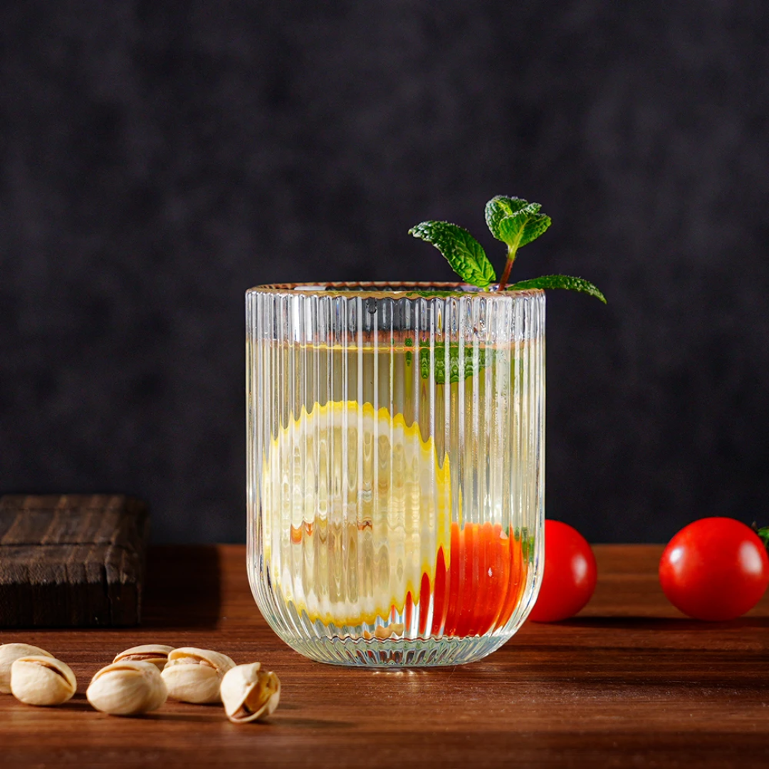 6-Piece Ribbed Short Glass