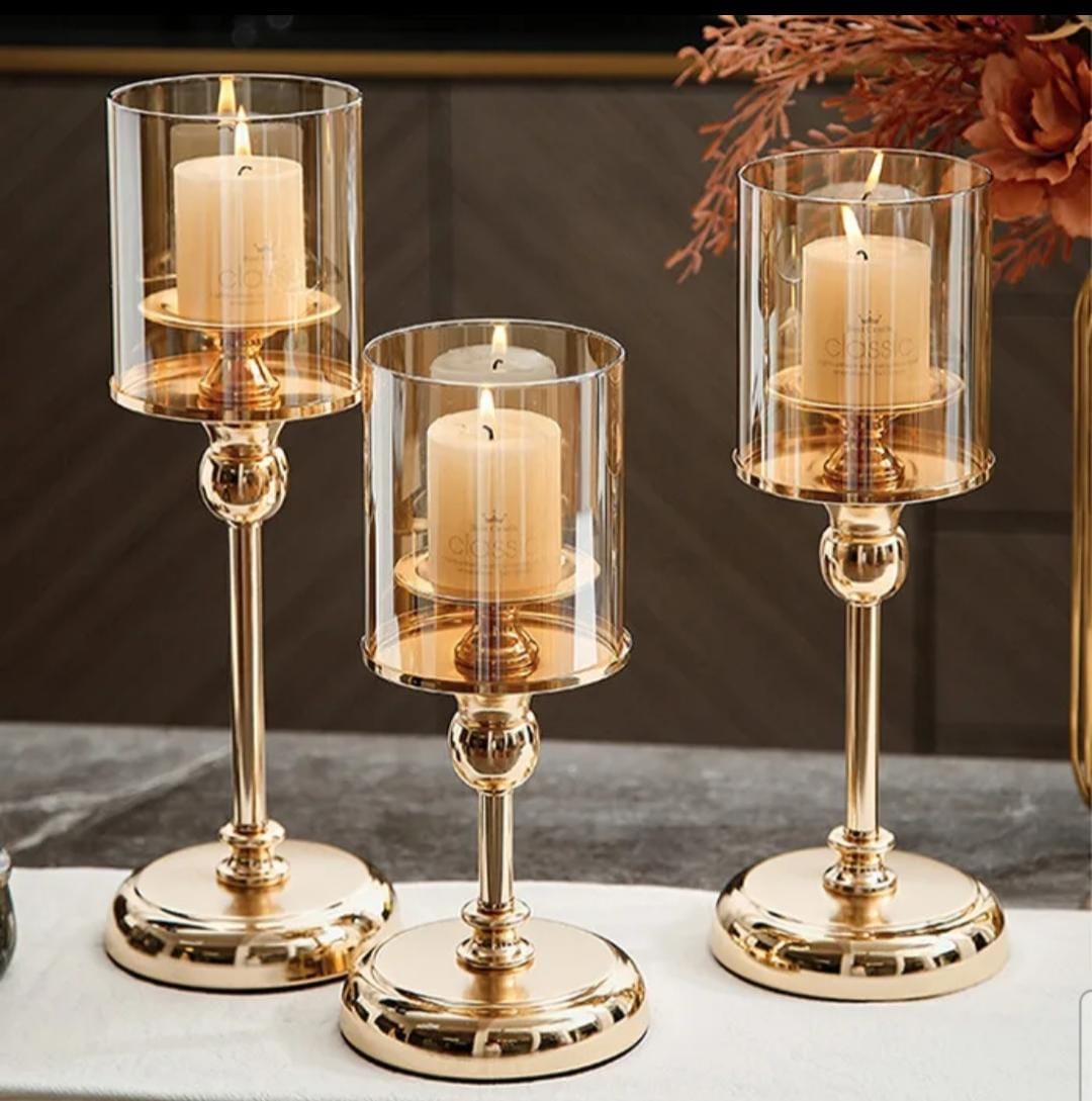 Nordic candle holder set with large, medium, and small sizes, minimalist home décor for candles. 🕯️✨