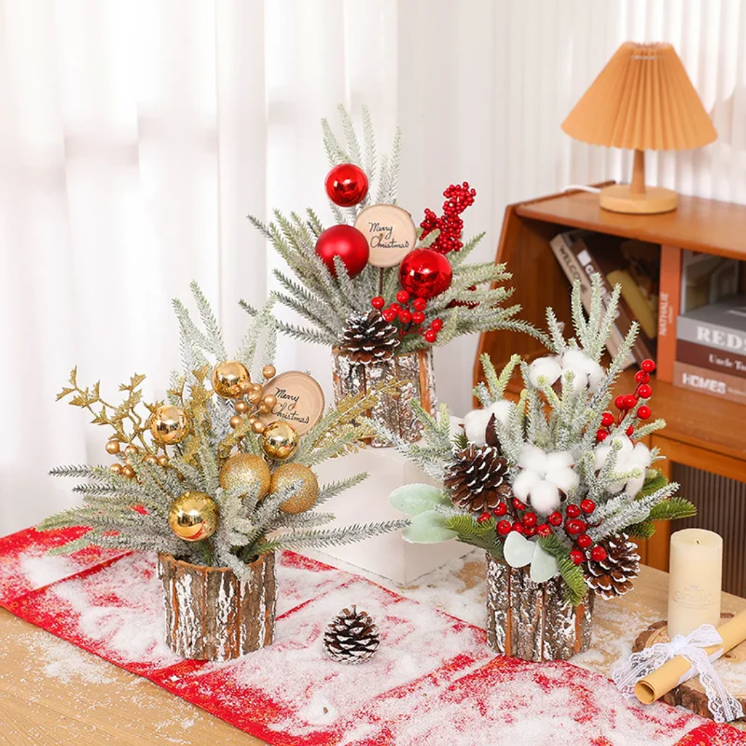 1Pc Tabletop Mini Christmas Tree with Stump