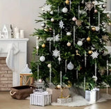 Set Of 12 Crystal Clear Icicle Ornaments