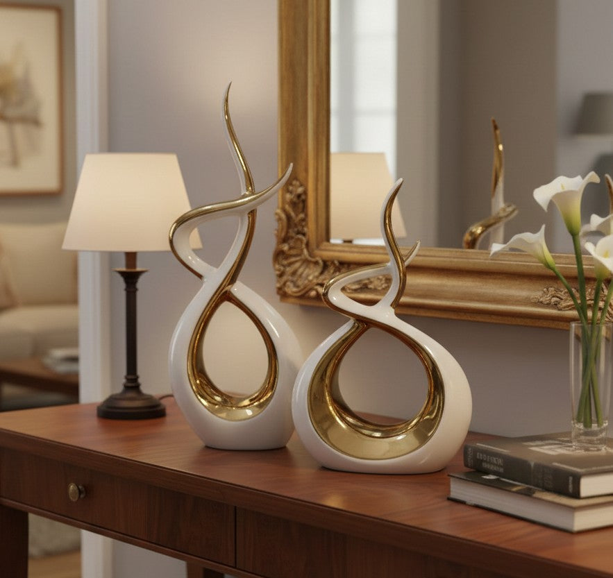 Pair of modern ceramic decorative ornaments
