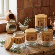Clear glass storage jar for sugar, coffee, spices, tea, and kitchen organization