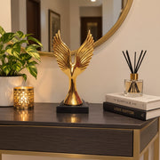 Gold ceramic flying eagle sculpture decorative figurine for home and office decor