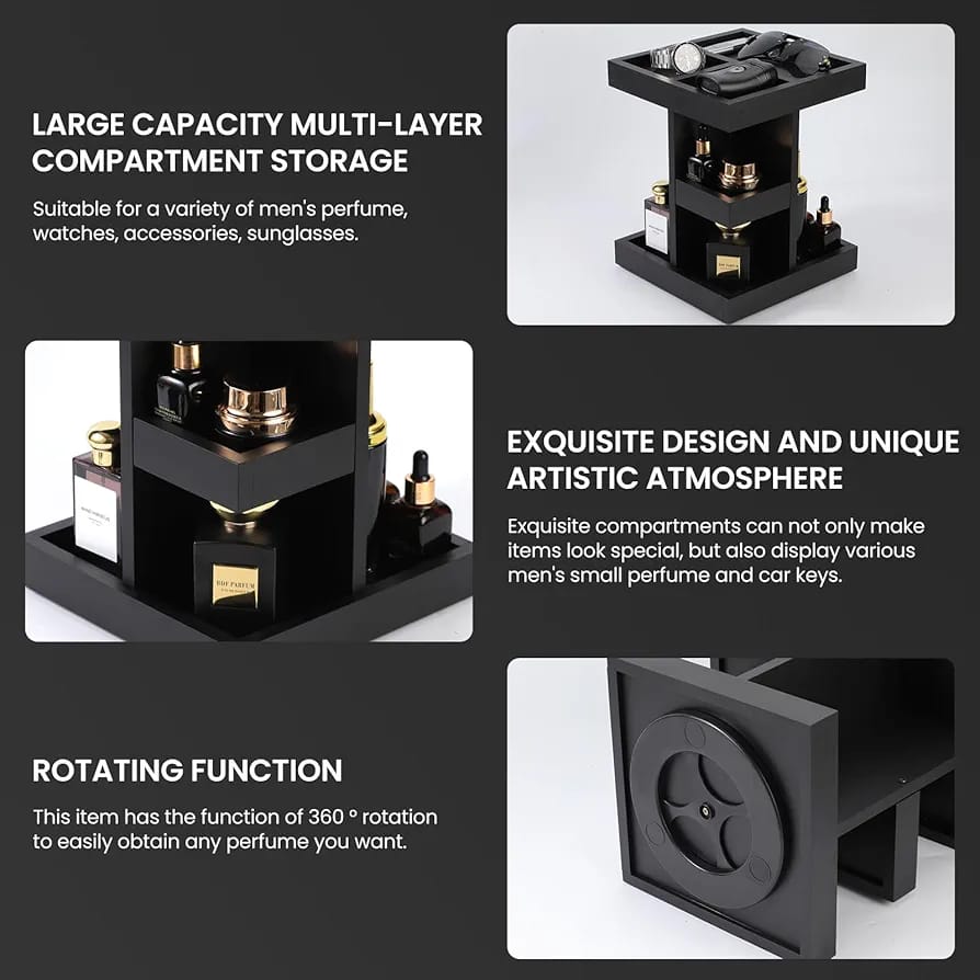 3-Tier Rotating Wooden Makeup Organizer