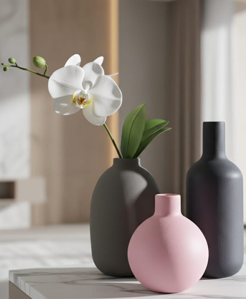 3Pc Simple Elegant Muted Color Vases