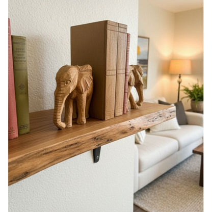2pc Handcrafted Wooden Elephant Bookend