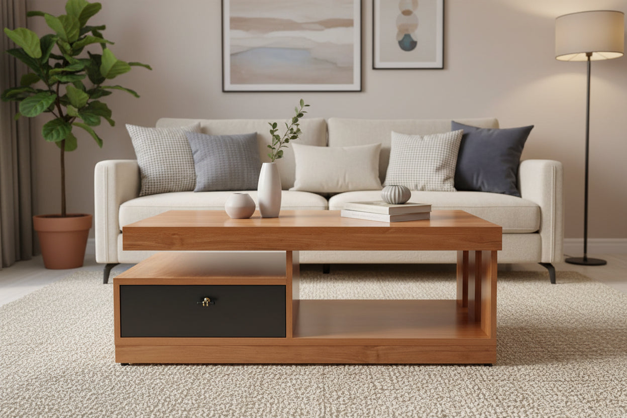 Laminate coffee table for living room with smooth durable surface