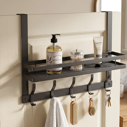 Over the Door Multipurpose Hanger with Hooks Metallic Organizer