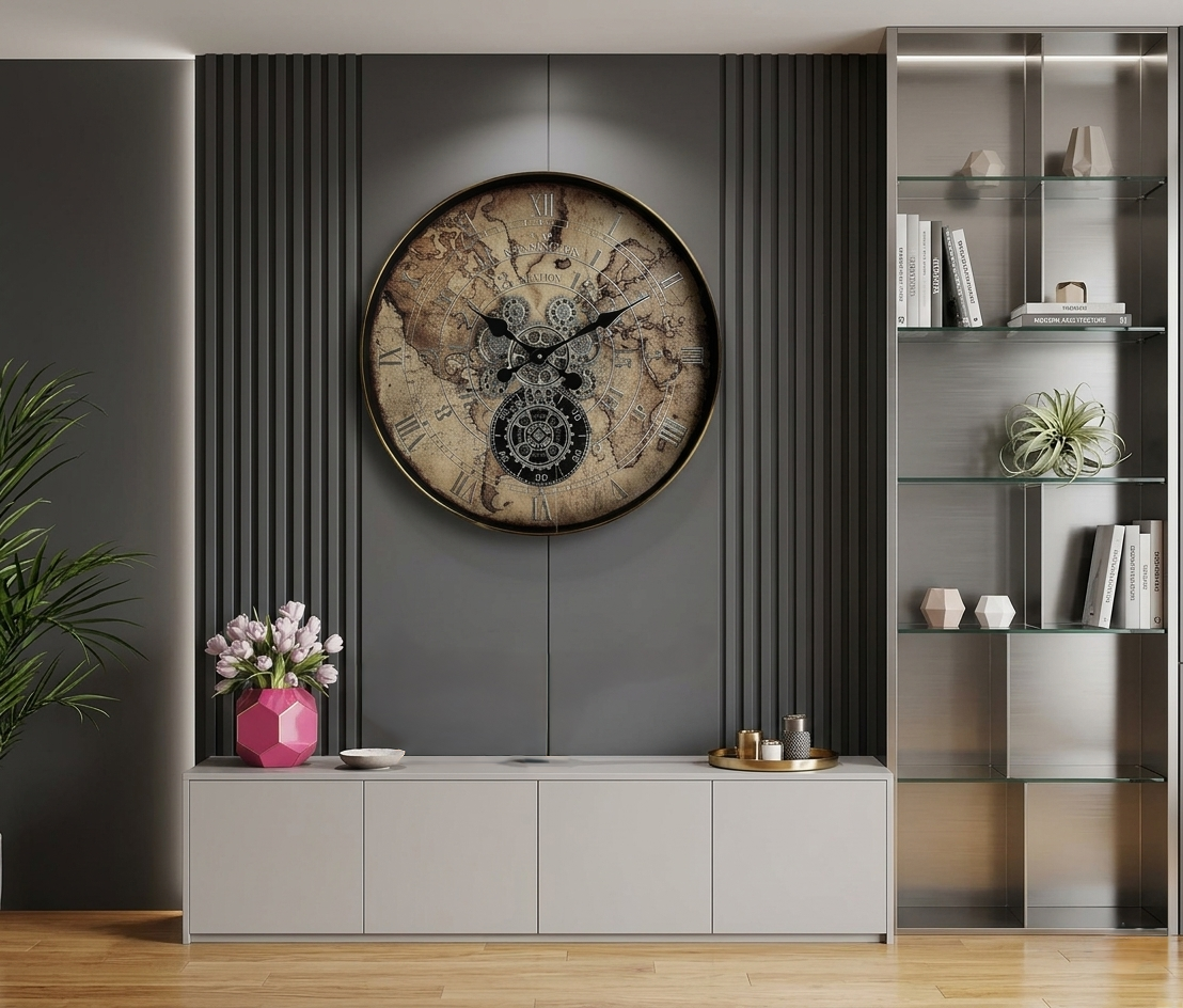 60cm Round Vintage Gear Wall Clock