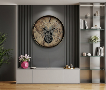 60cm Round Vintage Gear Wall Clock