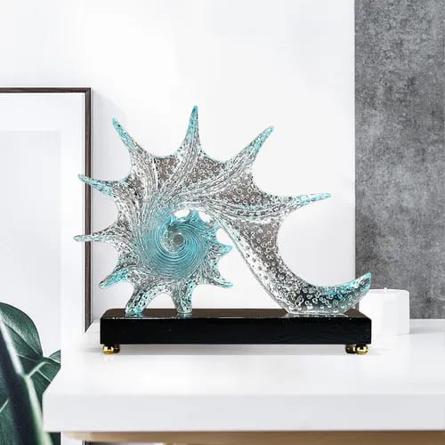 Blue Resin Conch Seashell Decorative Sculpture