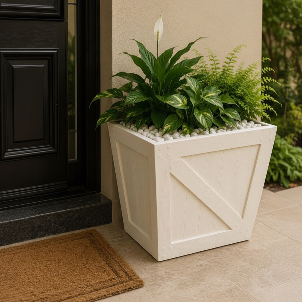 Contemporary decorative planter for indoor and outdoor plants, entrances, patios and balconies