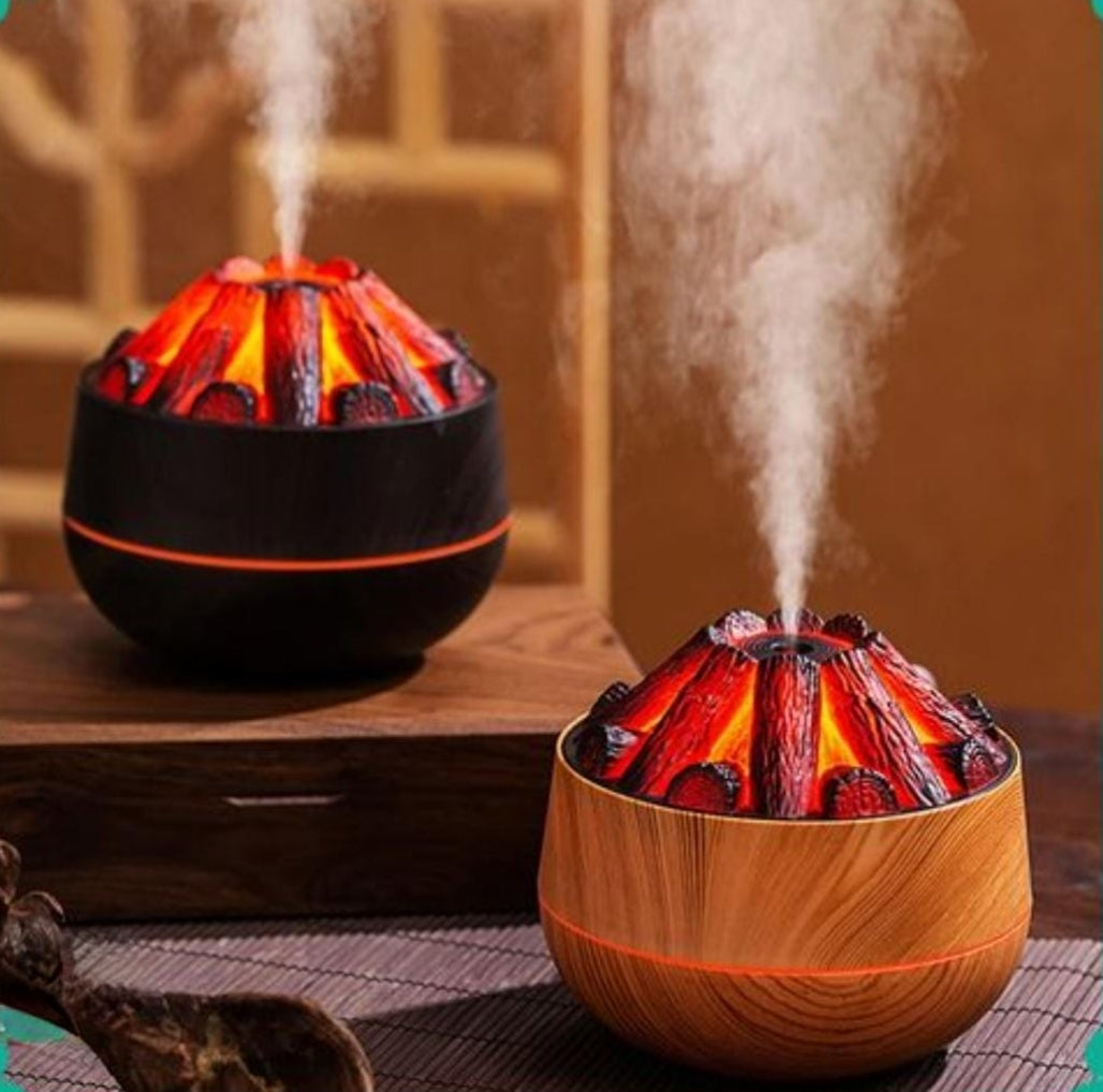 Charcoal fire humidifier with 300 ml tank and mist spray for home use