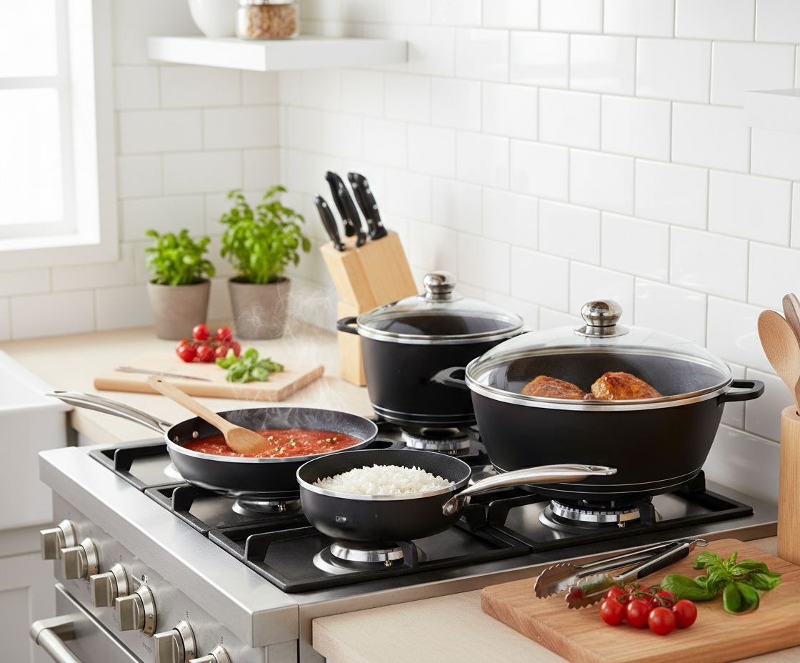 10-piece Nonstick cookware set for everyday kitchen use.