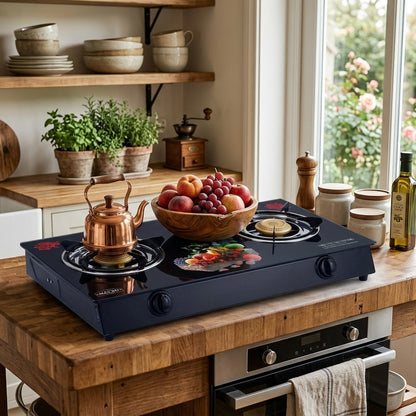 Macro Table Top Gas Cooker GA-004 2 Burner Glass Top