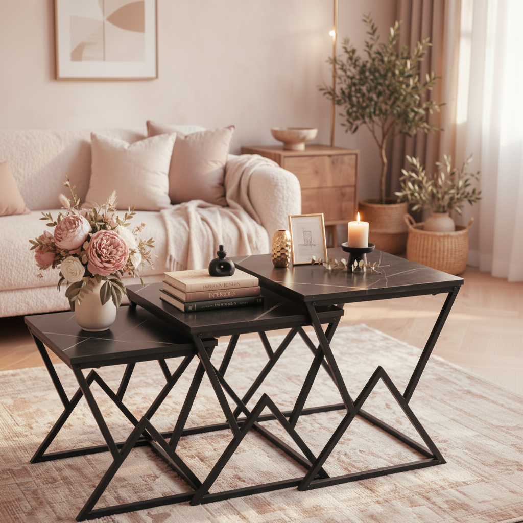 3 in 1 Executive Square Marble Table