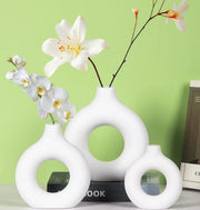 Three piece minimalist art decor tabletop vase set made of durable hard plastic