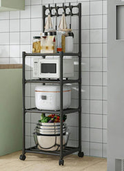 Black 4 layer metal multipurpose storage rack with modern minimalist design