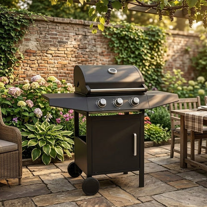 Outdoor Gas Grill Multi Burner BBQ Stove with Trolley 110×57×106cm