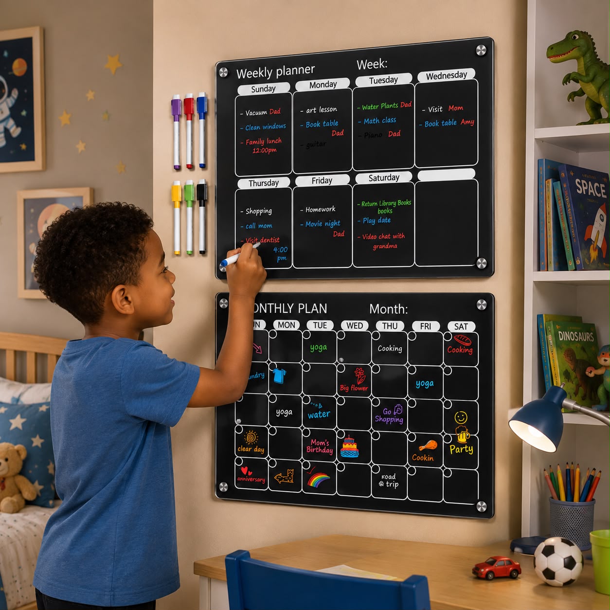 2Pc Magnetic Weekly and Monthly Fridge Planner Set