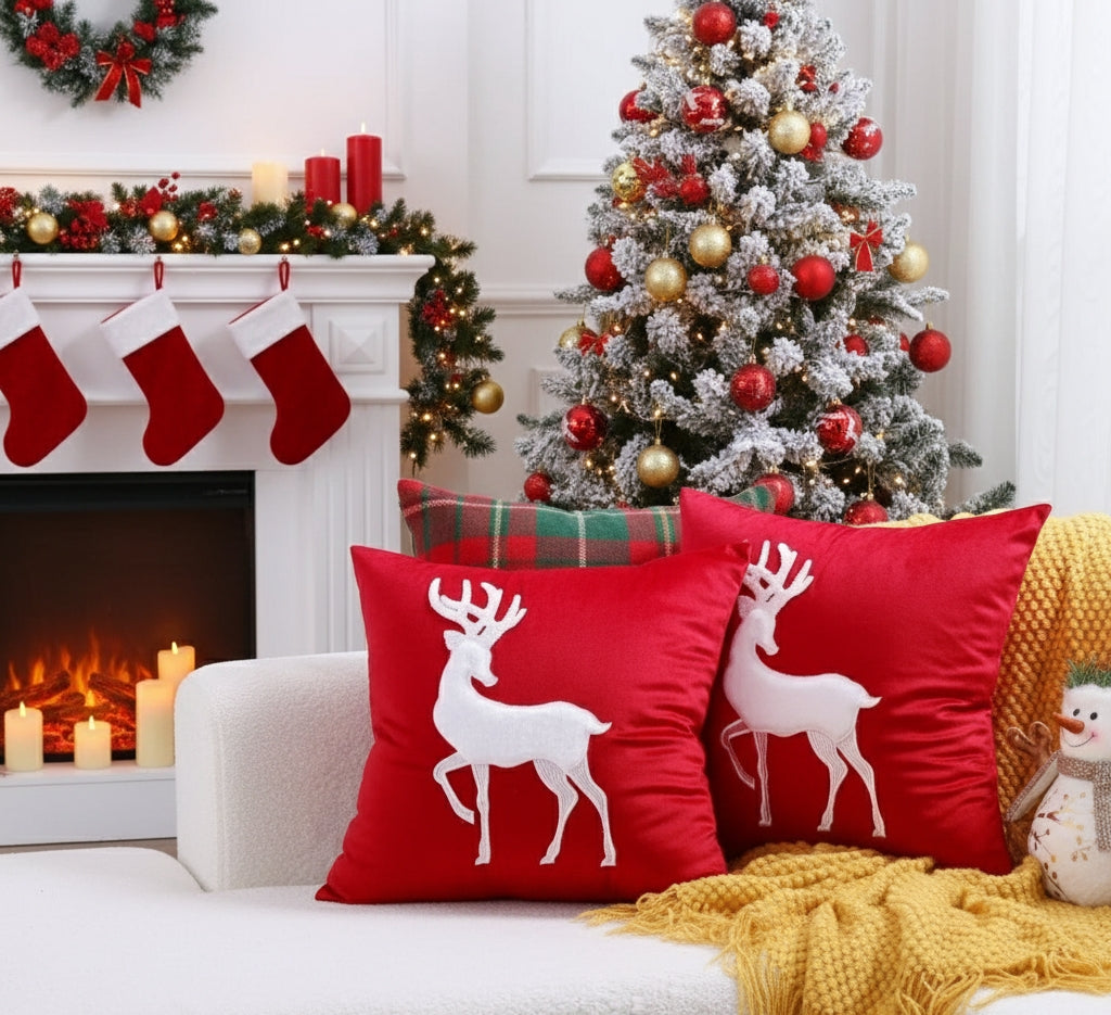4Pcs Velvet Decorative Christmas Pillow Covers