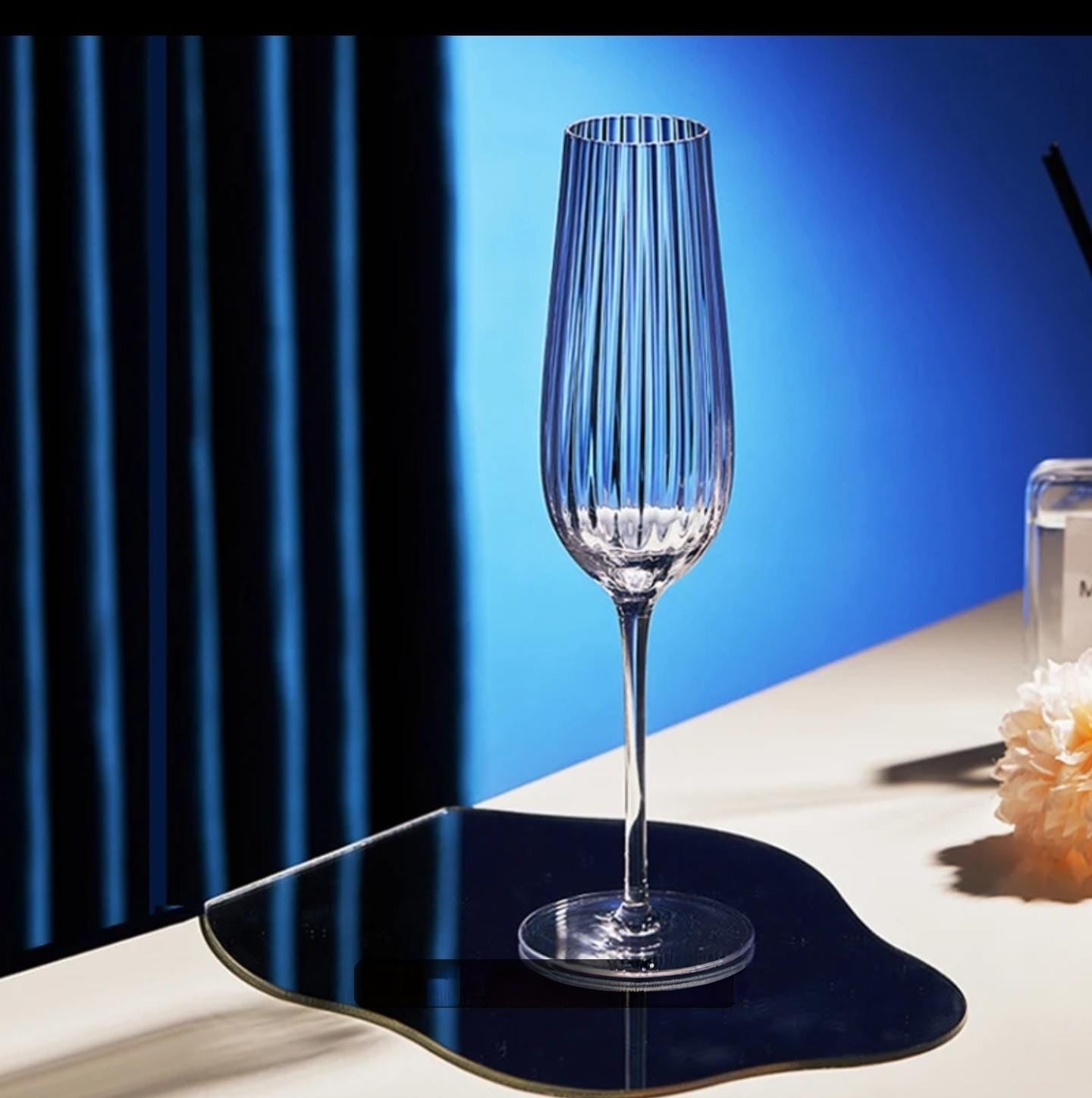 Ribbed Long Stem Champagne Flutes