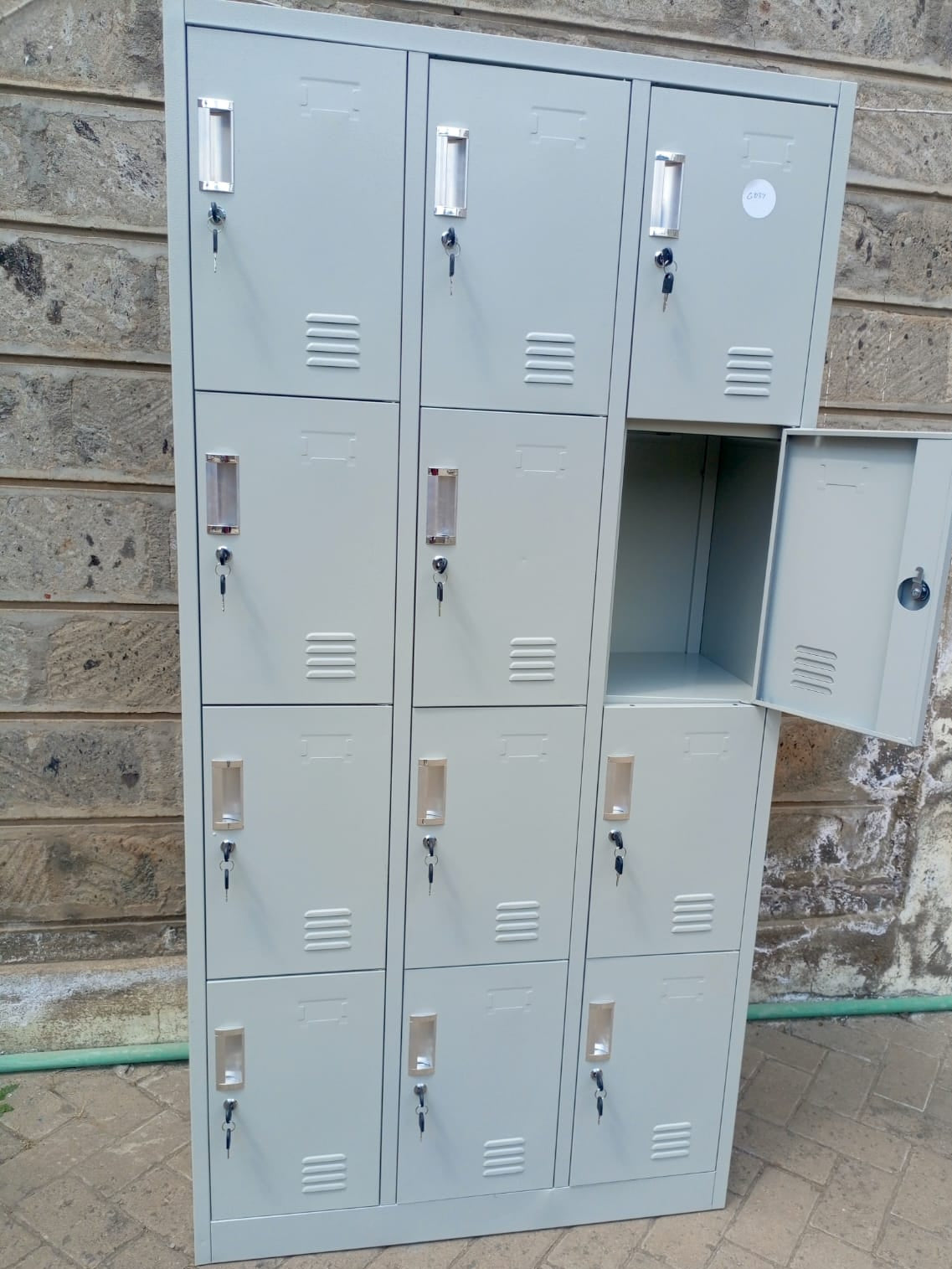 12-Door Steel Locker Cabinet with Individual Locks