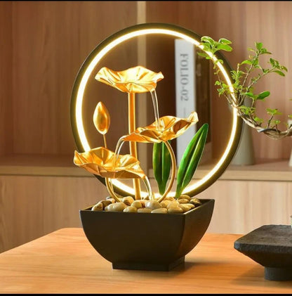 LED Ring Light Indoor Water Fountain Tabletop with Ambient Lighting